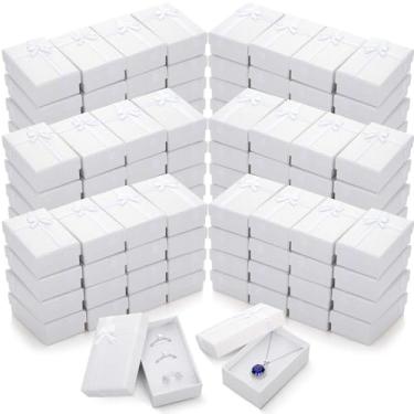 Imagem de Ecally 96 caixas de presente pequenas de papelão, 5 x 7 x 2,9 cm, caixas de brincos para joias, anéis de presente, brincos e colares (branco)