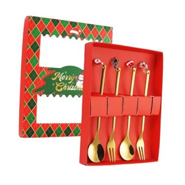 Imagem de Generic Garfos e colheres para talheres criativos de Natal Conjuntos de talheres para presente Colher de sobremesa versátil Conjunto de de Natal para, Ouro 4 Peças