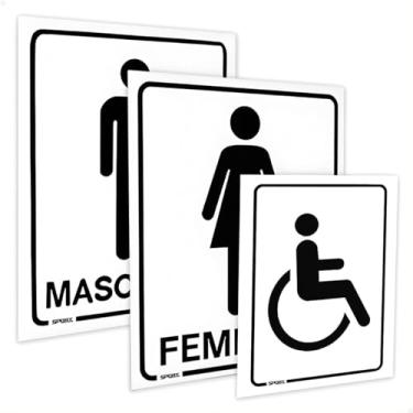 Imagem de SPORTINOX, 3 Placa Banheiro Masculino + Feminino E Cadeirante Indicação