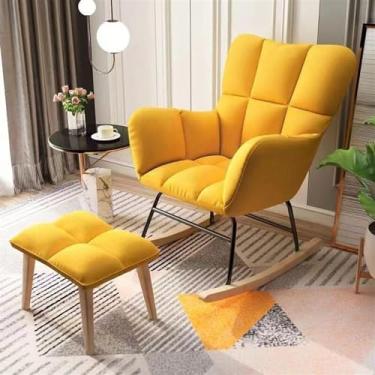 Imagem de ARKORDER Cadeira de balanço moderna com encosto alto, cadeira de balanço com apoio para os pés, poltrona, quarto, sala de estar