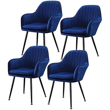 Imagem de Cadeira de jantar, cozinha, sala de jantar, móveis, conjunto de 4 cadeiras de jantar com assento e encosto coberto de flanela cadeira de escritório com pés de metal (cor: A)