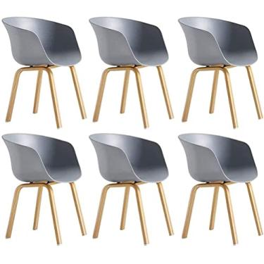 Imagem de Cadeira de jantar cadeiras de recepção de escritório conjunto de cadeiras de jantar de negócios cadeiras de cozinha conjunto de 6 pernas de madeira de metal para restaurante cozinha sala de negociação