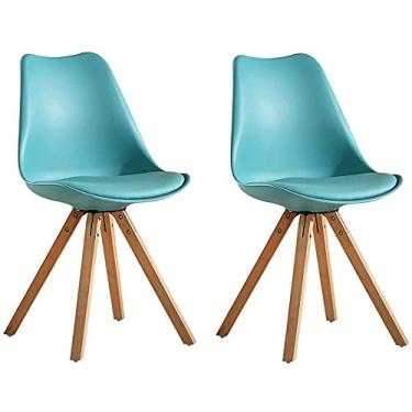 Imagem de Conjunto de cadeiras de jantar – Cadeiras de canto de cozinha, cadeiras modernas de cozinha, cadeiras de jantar, conjunto de 2 | Perna quadrada de madeira maciça de faia confortável, acolchoada de