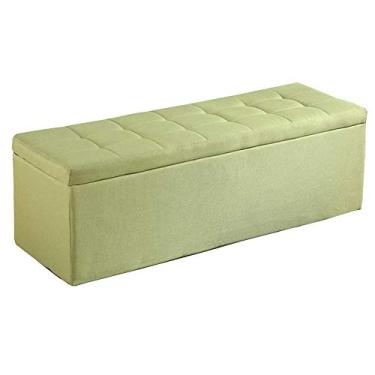 Imagem de Banqueta dobrável de tecido de armazenamento de segurança contra incêndio capa articulada caixa de armazenamento multifuncional banco de sapatos moldura de madeira maciça 100 x 40 x 40 cm (cor: verde)