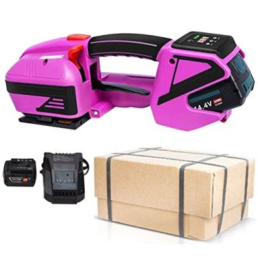 Imagem de JYXYXSCP Máquina elétrica de cintagem de solda manual, largura da faixa de cintas de 10-16 mm, ferramenta de cintagem de soldagem automática para cintas de animais de estimação/PP (2 baterias)
