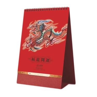 Imagem de ZABEES Calendário flip 2024 diário dragão ano novo calendário de mesa calendário chinês tradicional agenda agenda anual organizador