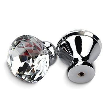 Imagem de nihngvjm Puxador de armário de cozinha de 30 mm design losango puxador de vidro cristal puxador de armário puxador de gaveta puxador de móveis puxadores de ferragens