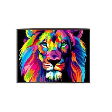 Imagem de Quadro Decorativo Desenho Leão Multicolorido 20X30Cm - Quadros On-Line