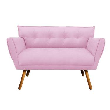 Imagem de Sofá Retrô Namoradeira Anitta Suede Rosa Bebê