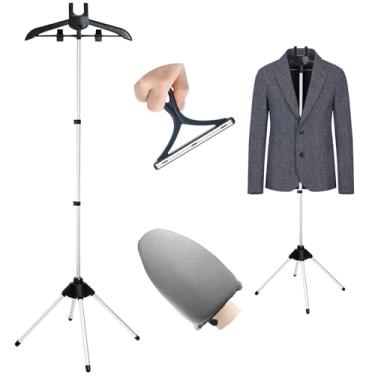 Imagem de Suporte de vaporizador ajustável para roupas, suporte dobrável a vapor com luvas de passar roupa, suporte de vaporizador para terno camisa sobretudo, suporte de acessórios para máquina de passar a