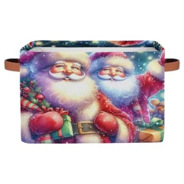 Imagem de Cesta de armazenamento pequena com alças, brinquedo infantil, Papai Noel, caixas de armazenamento fofas de tecido, organizador de cubo dobrável para berçário, sala de estar, quarto, prateleiras
