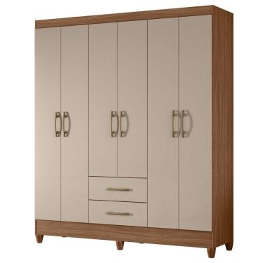 Imagem de Guarda Roupa Casal Panama 6p 153 Cm Carvalho Fendi Moval