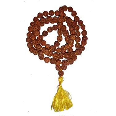 Imagem de Purpledip Mala de corda Rudraksha para todos os rashis em 5 Mukhi Rudraksh: 108 + 1 contas de oração, unissex (12457A)