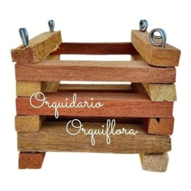Imagem de Cachepô De Madeira Quadradado P/Mini Orquídeas Tam Pp