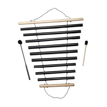Imagem de menolana Sino de Vento de Madeira com 9 Notas e Som Agradável, Sino de Meditação, Instrumento de Percussão, Carrilhão de Barras de Fileira Única para Sala de, Preto