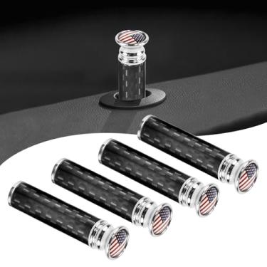 Imagem de AMZAUTO 4 peças de tampas de maçaneta de porta de fibra de carbono, trava de maçaneta de porta com bandeira americana, capas de puxar de pino de trava de carro de metal, compatível com BMW