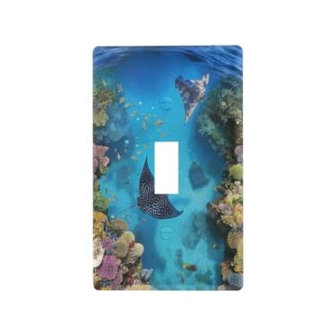 Imagem de Blueangle Capa para placa de parede para interruptor de luz - Capa decorativa para interruptor de luz de arraia marítima, tamanho 1 - faixa 103 x 2,76 polegadas (103)