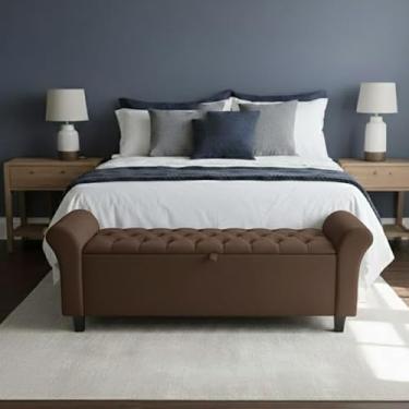 Imagem de Baú Estofado 150cm com Design Capitonê - Alta Capacidade Armazenamento, 5 Cores Elegantes - Prático e Decorativo(MARROM)