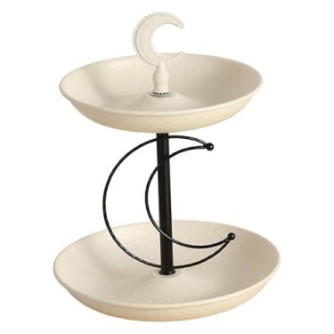 Imagem de Generic Fruteira de 2 andares, moderna, para decoração de casa, bandeja de servir, suporte para cupcakes, cesta de frutas em vários andares para casamentos,