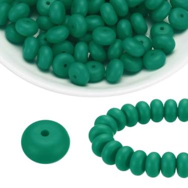 Imagem de HARFINGTON 110 contas de silicone 14 mm contas focais de borracha de lentilha a granel para canetas, chaveiro, pulseira, colar, artesanato, faça você mesmo, verde de Natal