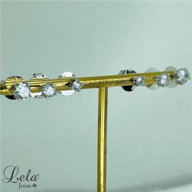 Imagem de Trio de brincos ponto de luz folheado a ródio branco - LELA JOIAS