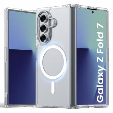 Imagem de Vividarm Capa magnética transparente para Galaxy Z Fold 7, [compatível com MagSafe] [sem protetor de tela] [antiamarelamento] capa fina de proteção de nível militar à prova de choque para Samsung Fold