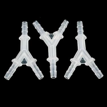 Imagem de Conector Y-Tee de aquário pacote com 10 acessórios de mangueira PP 2,4-15,8 mm para sistemas de tanque de peixes (10 peças 3,8 mm)