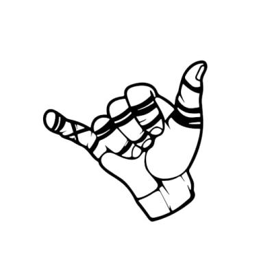 Imagem de Adesivo de Janela Shaka Hand, Preto, Silhueta, Decoração Surf, Tema Praia (1, 20x20cm)