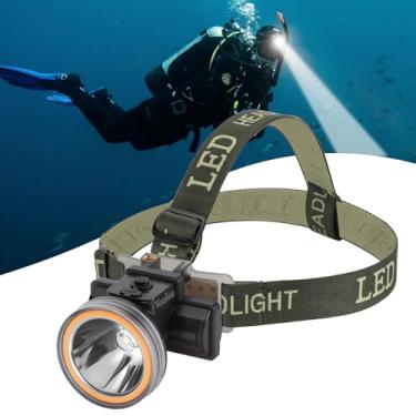 Imagem de Venlon Lanterna de mergulho recarregável, lanterna subaquática impermeável IPX8, 4 modos com indicador de nível de bateria, luz de mergulho autônomo em tempo de execução 10H com bateria e cabo de