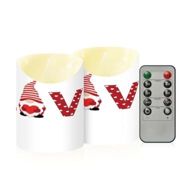 Imagem de Wassud Pacote com 2 velas sem chama Love Gnomo com controle remoto, velas realistas cintilantes com temporizador, velas decorativas para Natal, casamento, festa, decoração de casa pequena