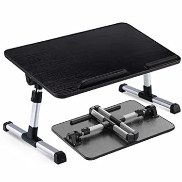 Imagem de Mesa ajustável para laptop, mesa dobrável com ventilador de resfriamento USB, bandeja de cama de mesa ergonômica para escritório em casa e estudo infantil, mesa dobrável