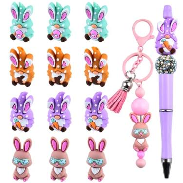 Imagem de WOZADU Contas de silicone 3D para fabricação de chaveiros, 12 peças de contas focais de silicone para caneta, contas soltas de silicone para pulseira, colar, cordão, joias e artesanato feito à mão