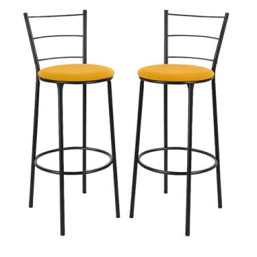 Imagem de Kit 2 Banquetas Alta Banco Bistro Desmontavel Preto Balcao Cozinha Área Gourmet 90cm Altura (VERMELHO) (AMARELO)