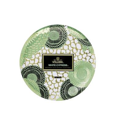 Imagem de Vela decorativa de lata com 3 pavios - cipreste branco 340 g