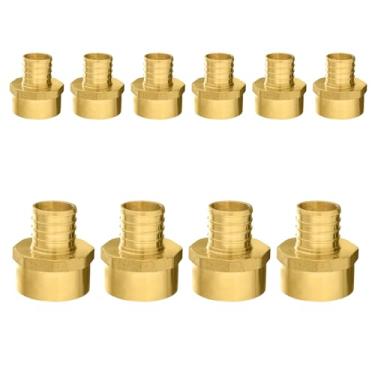 Imagem de Pacote com 10 acessórios PEX Niikappu 3/10.2 cm x 3/10.2 cm NPT adaptador rosqueado fêmea, adaptadores de crimpagem Pex de latão para tubos PEX, ASTM F1807