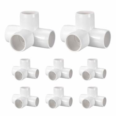 Imagem de DTGN 8 peças de encaixe de PVC de cotovelo de 2,5 cm, encaixe de tubo de PVC de grau cruzado de 4 vias SCH40, conector de cotovelo de canto DIY para móveis de construção, conexão de estrutura de