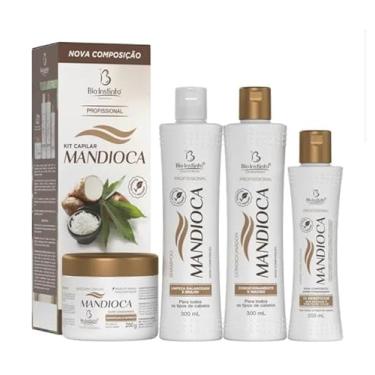 Imagem de Kit Capilar Mandioca Profissional 4 Produtos - Profissional Força, Nutrição e Crescimento - Shampoo, Condicionador, Máscara e Finalizador - Todos os Tipos de Cabelo