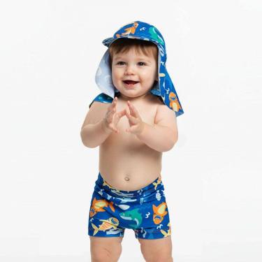 Imagem de Sunga Boxer Bebê com Boné Legionário Proteção UV Tuba Colors Royal Tip Top