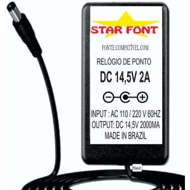 Imagem de Fonte DC 14,5V Para Relógio de Ponto Henry Plus - Bivolt 2000mA - Star
