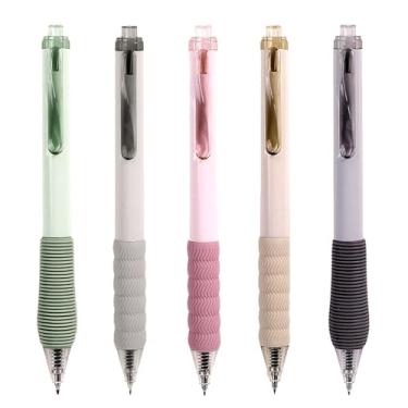 Imagem de YIHUANYIFA 5 canetas retráteis fofas canetas de gel estéticas canetas de escrita de tinta de aderência macia com ponta fina lisa de 0,5 mm, material escolar de escritório para mulheres e homens