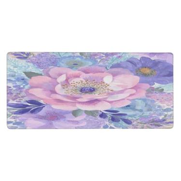 Imagem de Tapete de rato grande com flores de vidro para mola, impermeável, tapete protetor de mesa estendido para computador, base de borracha antiderrapante para escritório, computador, teclado, laptop e mesa