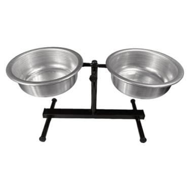 Imagem de Comedouro Duplo Elevado Alto Ajustável Regulável para Cachorro e Gato Exquisitamente Trabalhado e Esteticamente Agradável Leve (1200ml)