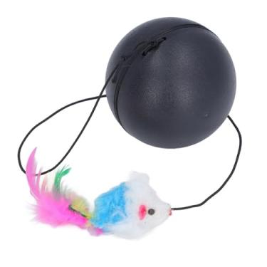 Imagem de Alomejor Brinquedo Interativo de Bola de Gato, Bola de Rolagem 360 Automática Com Teaser de Penas, Brinquedo Auto -rotativo Alimentado por Bateria de 500mAh para Gatos e Gatinhos Internos (BLACK)