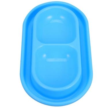 Imagem de POPETPOP Tigela dupla para gatos e para cães, alimentador de animais de estimação à prova de formigas com base antiderrapante, conveniente estação dupla de comida e água para cães e gatos pequenos