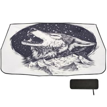 Imagem de Toldo de para-brisa Howling Wolf para caminhões cobertura completa protetor solar de carro 147 x 75 cm capa de guarda-chuva de carro