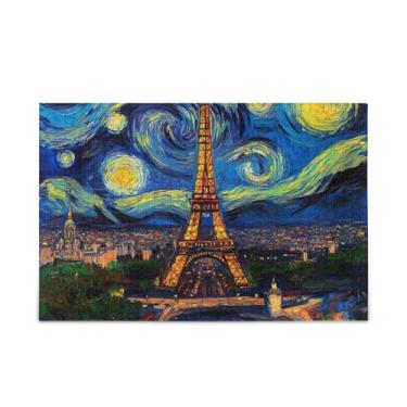 Imagem de Quebra-cabeça de madeira e papel Paris noite estrelada de 500 peças com bolsa de armazenamento quebra-cabeças engraçados para adultos