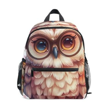 Imagem de GAIGEO Cute Owl Wearing Flowers Kids' Backpack with Whistle, Adjustable Chest Strap, Boys Kindergarten Backpack Lightweight & Compact for Ages 3-8