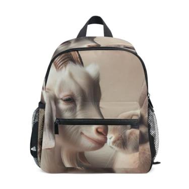 Imagem de GAIGEO Funny Goat Bunny Love Animals Children's Backpack Backpack for Kindergarten Boys with Front Pocket, Safety Whistle for Ages 3-8