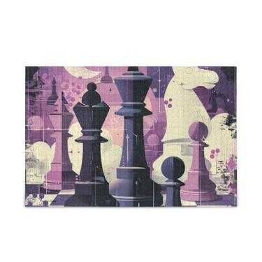 Imagem de 1000 peças de xadrez roxo quebra-cabeça de madeira e papel combinados exclusivos para adultos