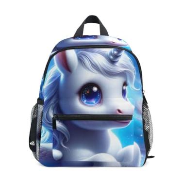 Imagem de Cute Unicorn Space Galaxy Mini Backpack for Kids Girls Small Backpack with Front Pocket, Safety Whistle for Ages 3-8